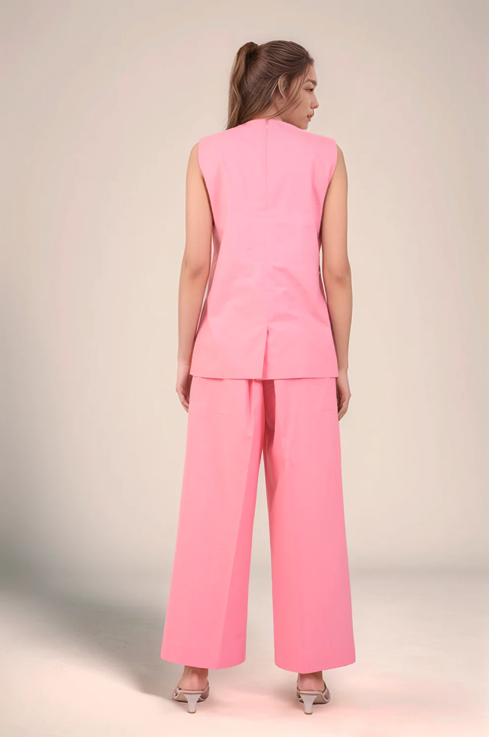 Pink Long-Overlapped Cotton Co-ord Suit