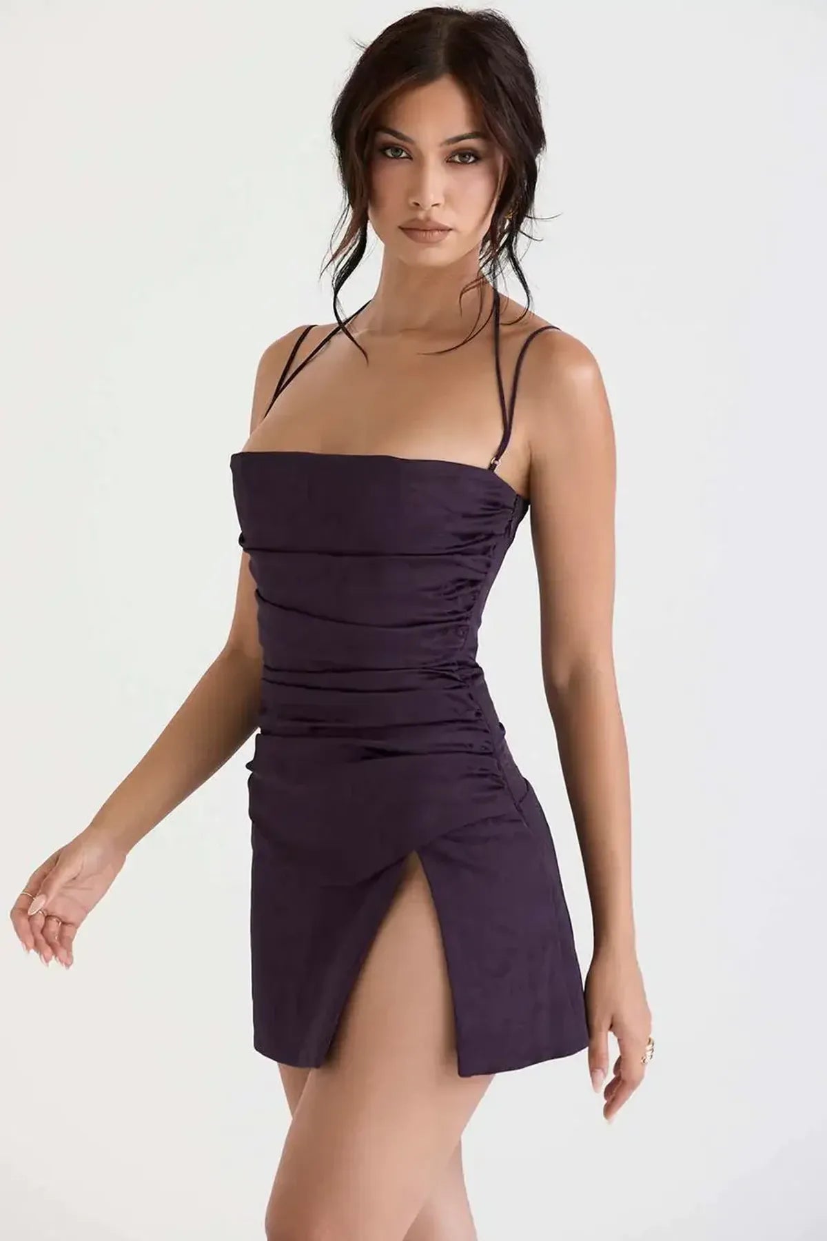 Bleached Cedar Color Shade Corset Mini Dress