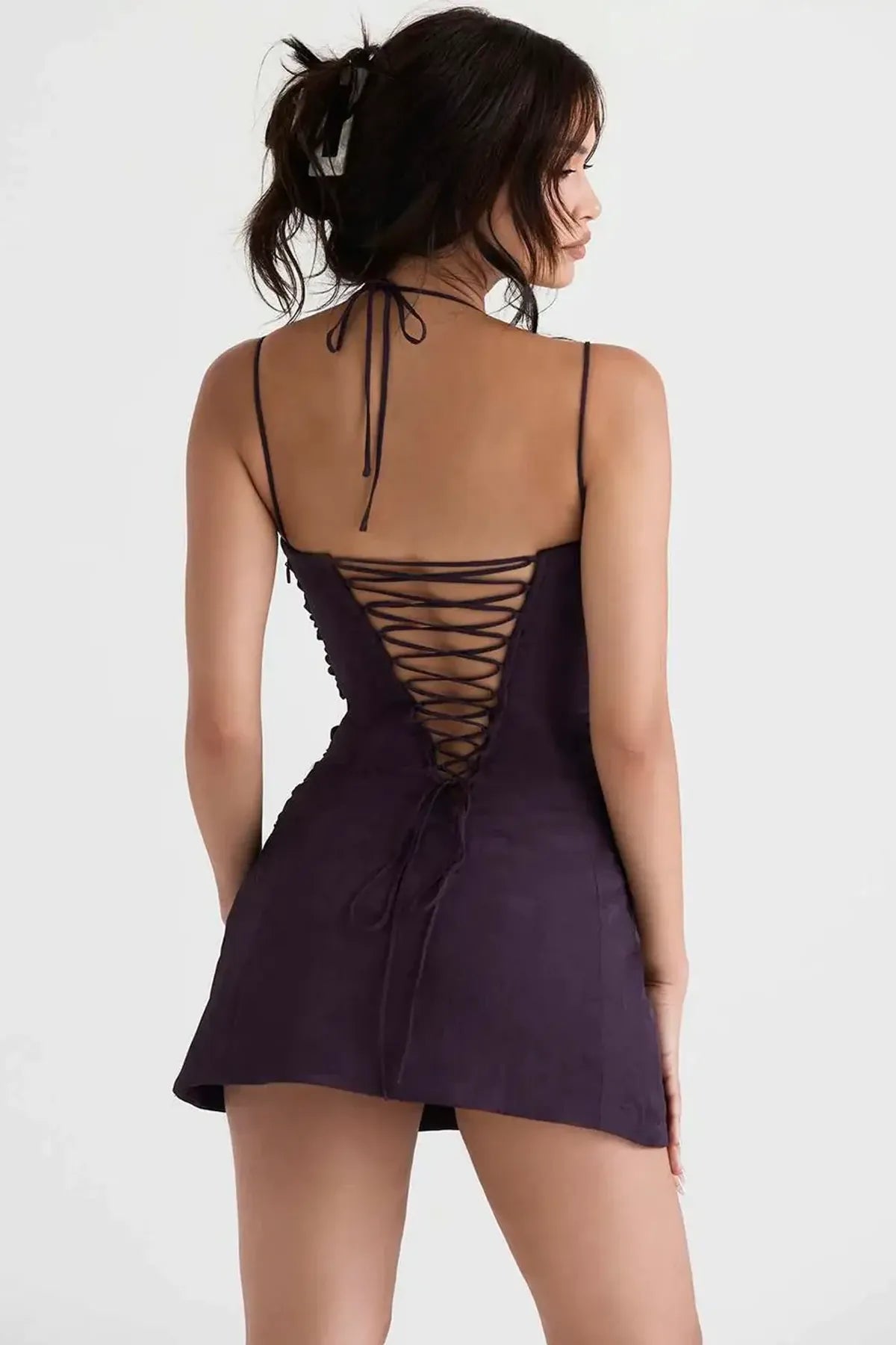 Bleached Cedar Color Shade Corset Mini Dress