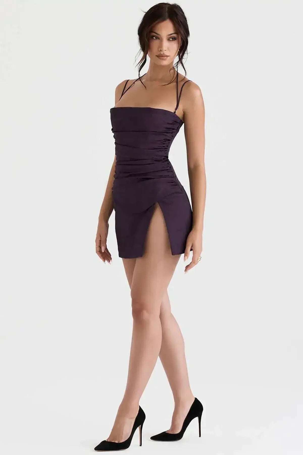 Bleached Cedar Color Shade Corset Mini Dress