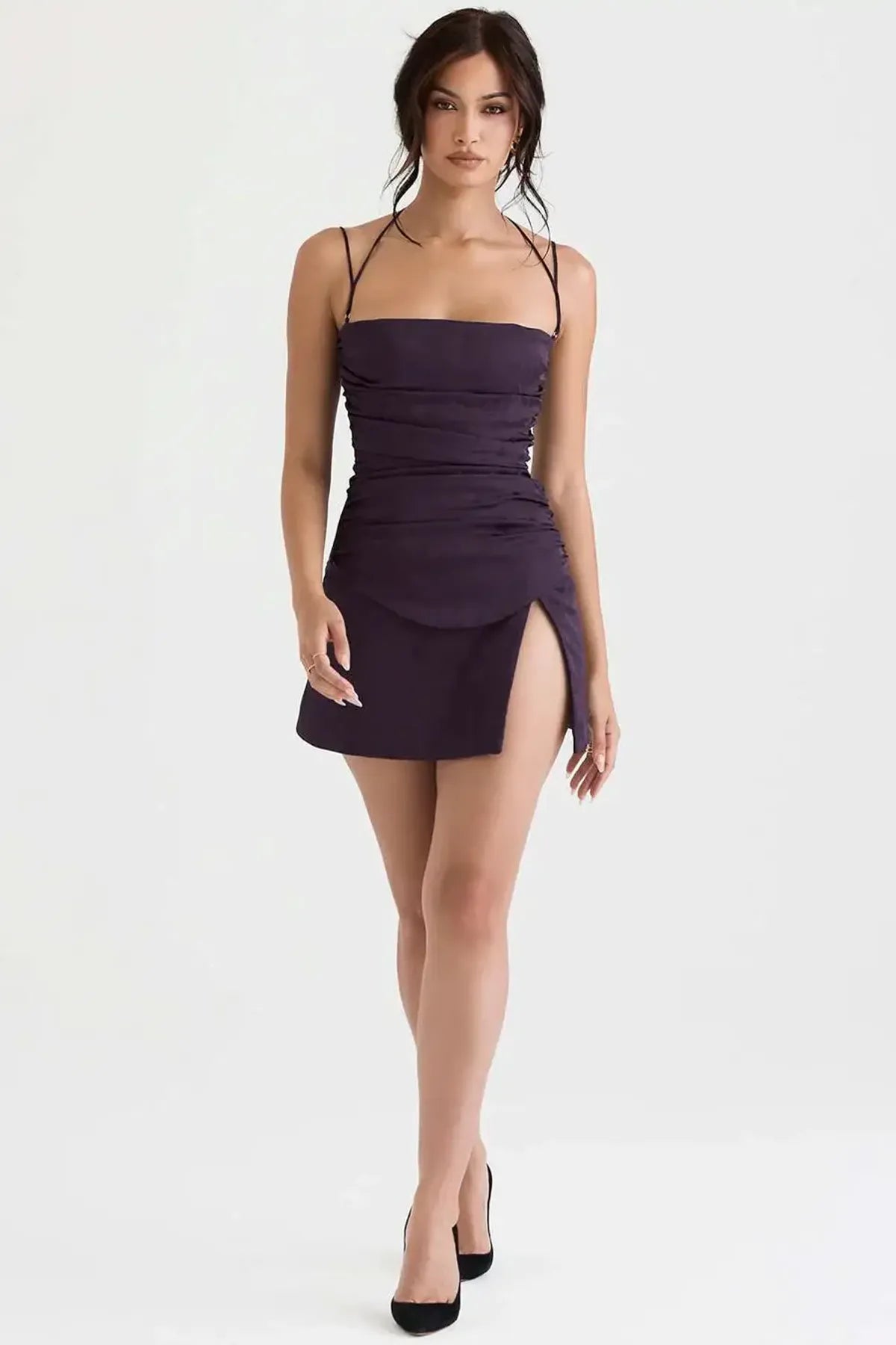 Bleached Cedar Color Shade Corset Mini Dress