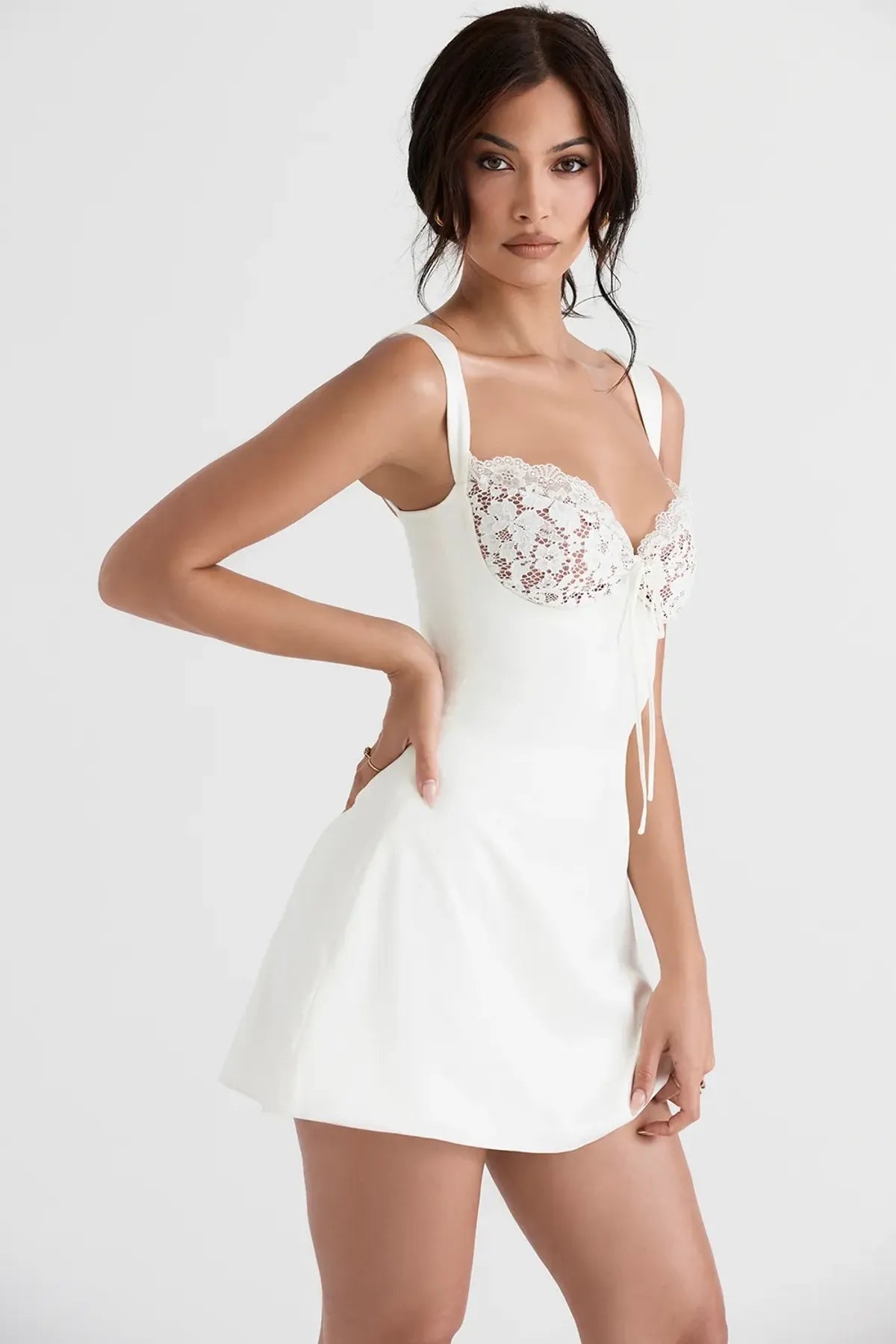 White-Abriana-Lace-Mini-Dress-For-Women