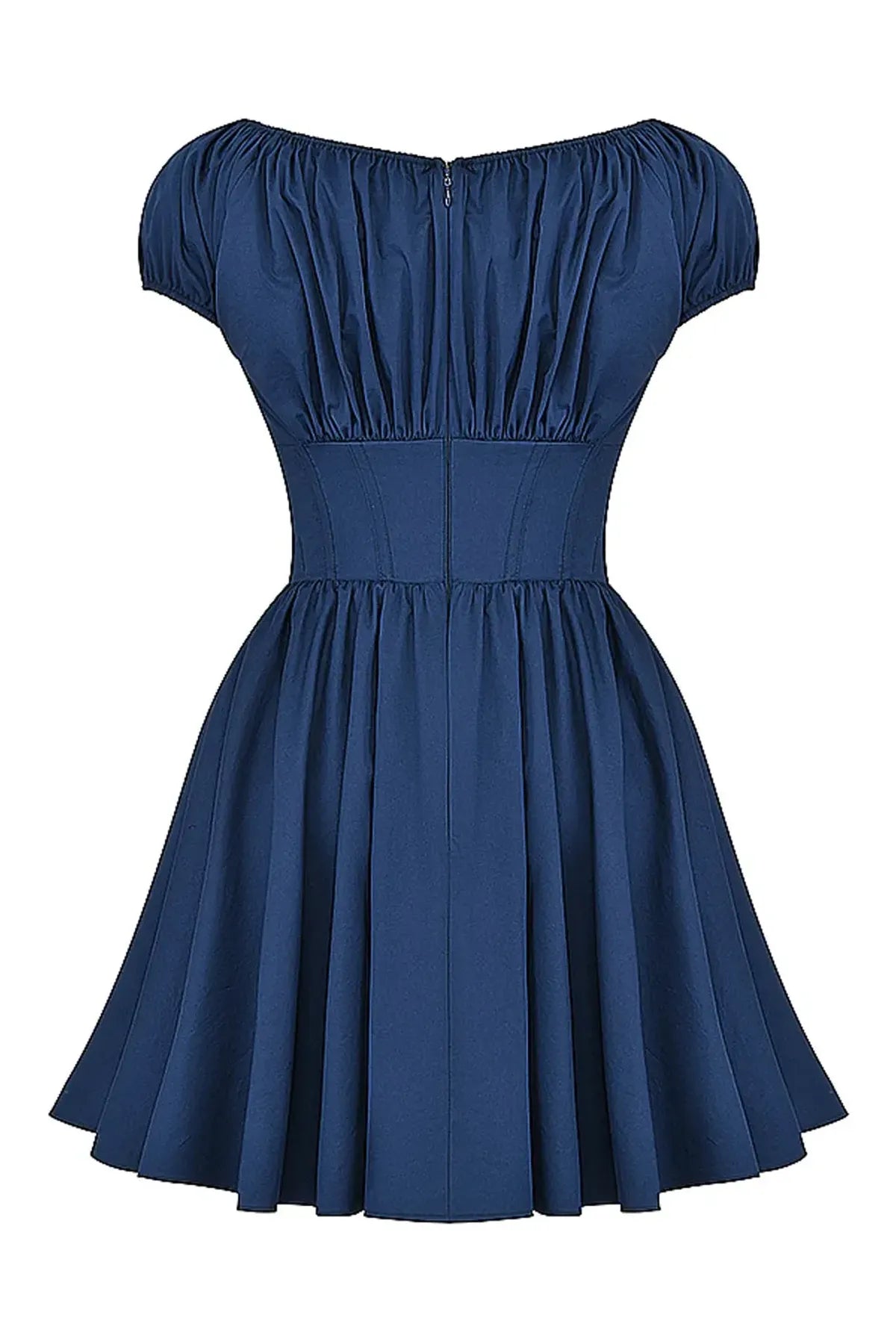 Blue-French-Gathered-Mini-Dress-For-Women