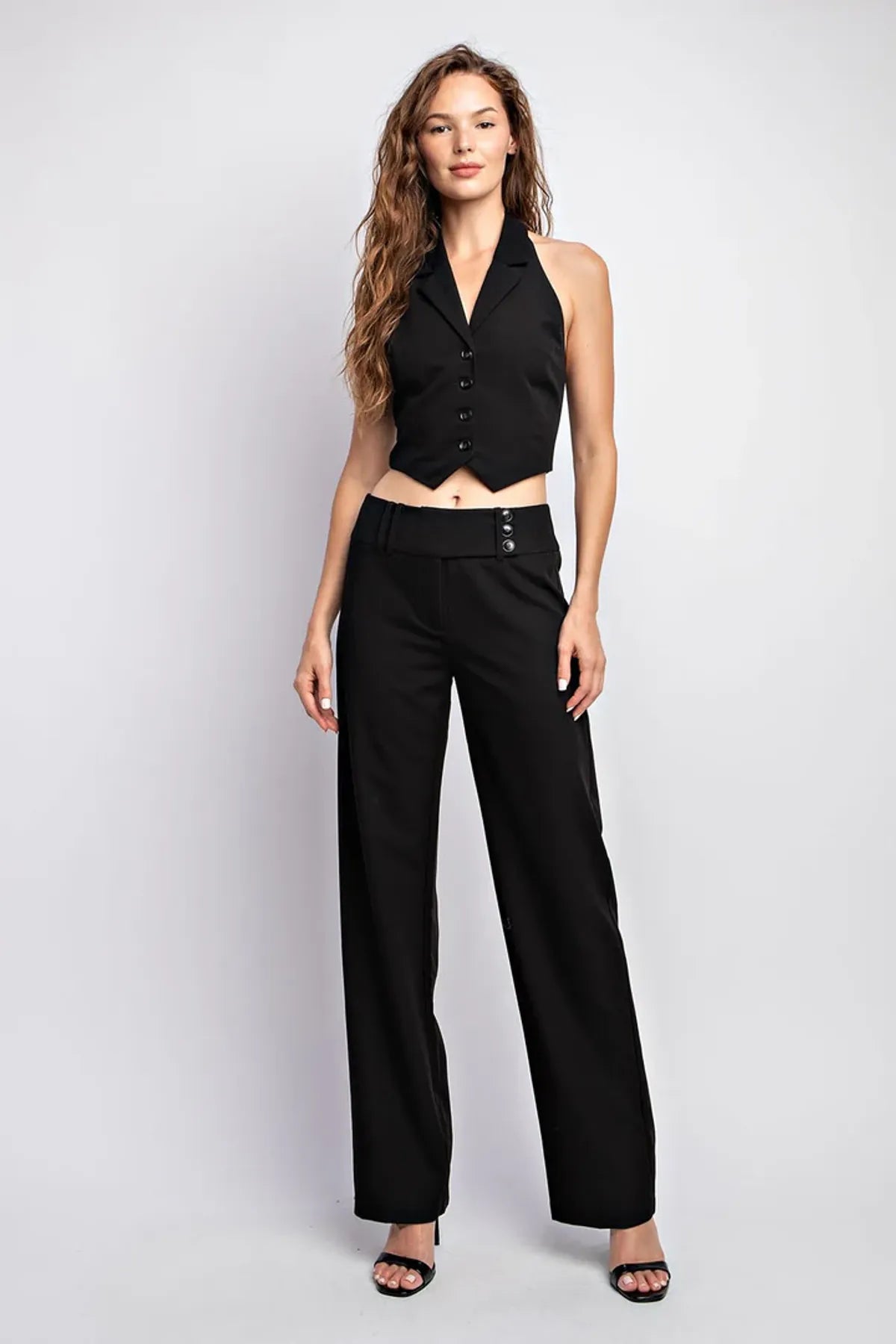 Halter Neck Blazer Vest Top & Pant