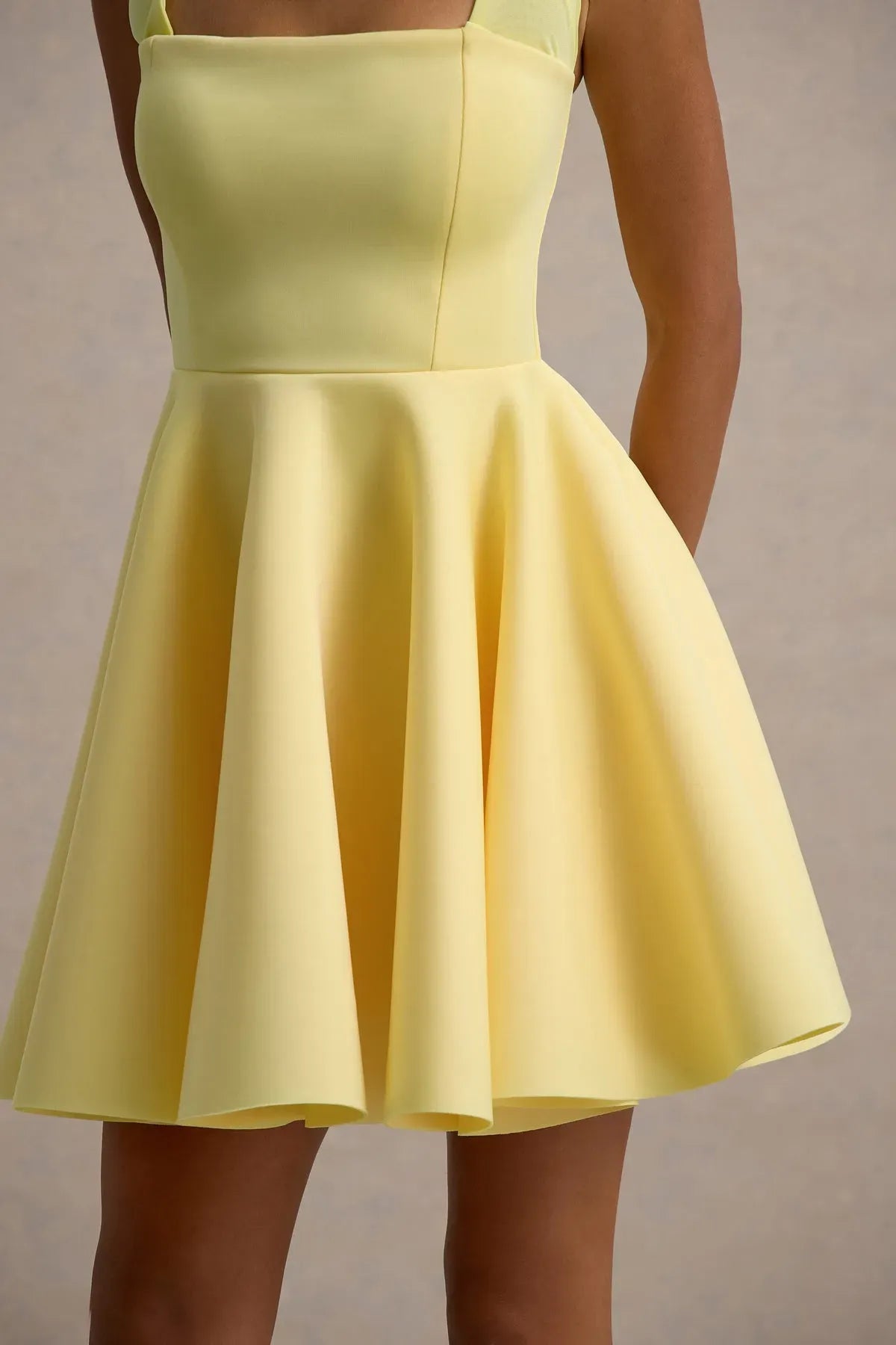 Lemon-Halter-Neck-Skater-Mini-Dress