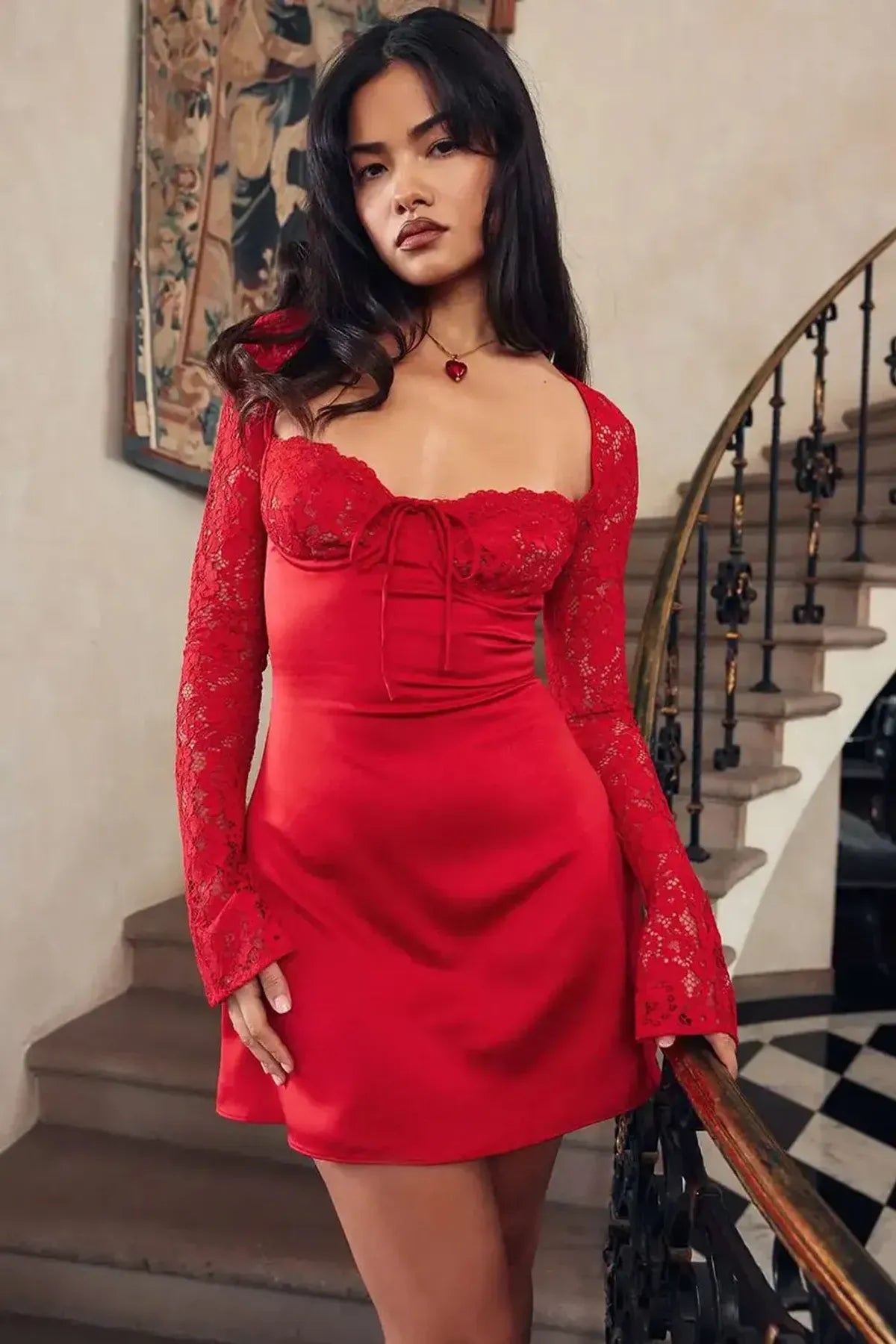 Red-Womens-A-Line-Mini-Dress-For-Women