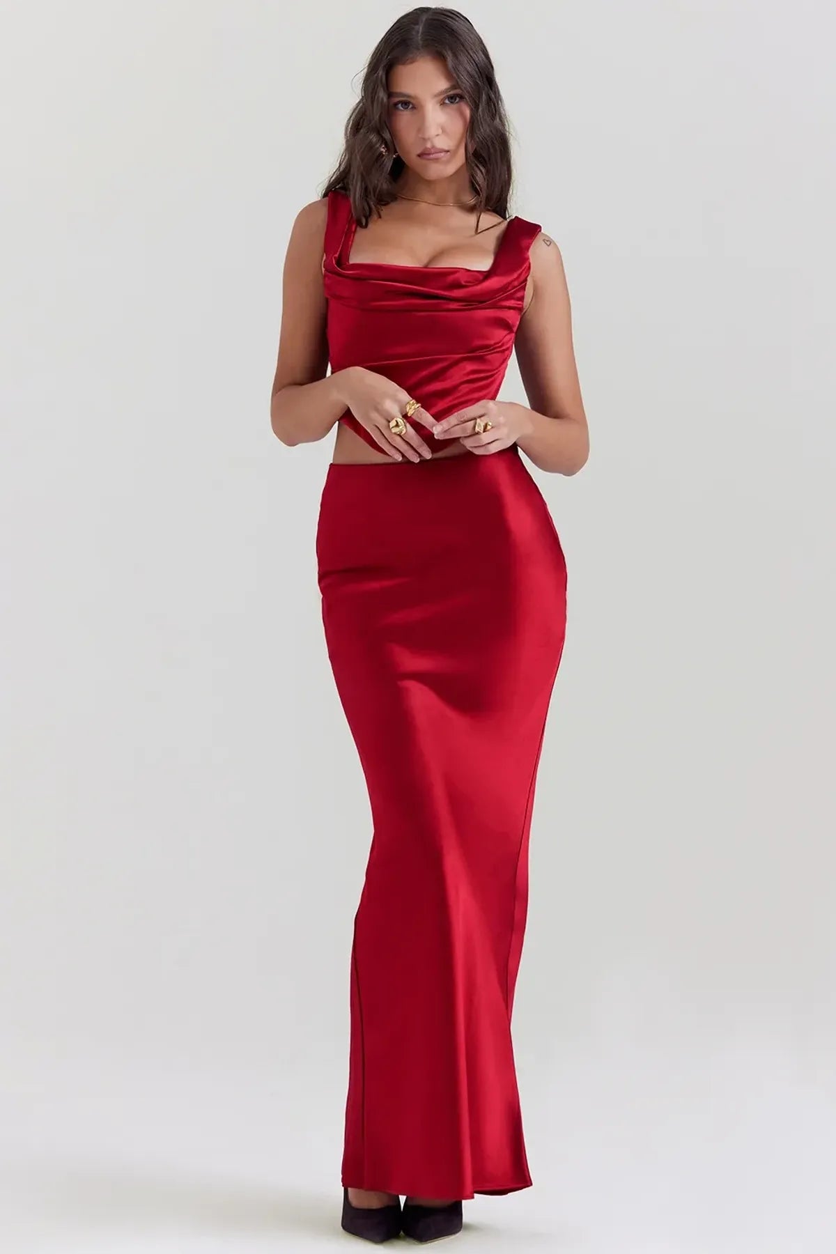 Ruby-Red-Satin-Bias-Cut-Corset-And-Maxi-Skirt