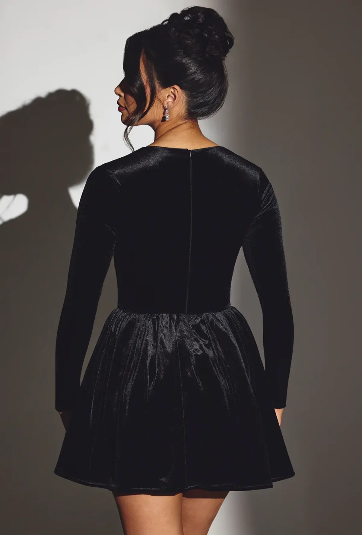 Star Velvet Long Sleeve Corset Mini Dress