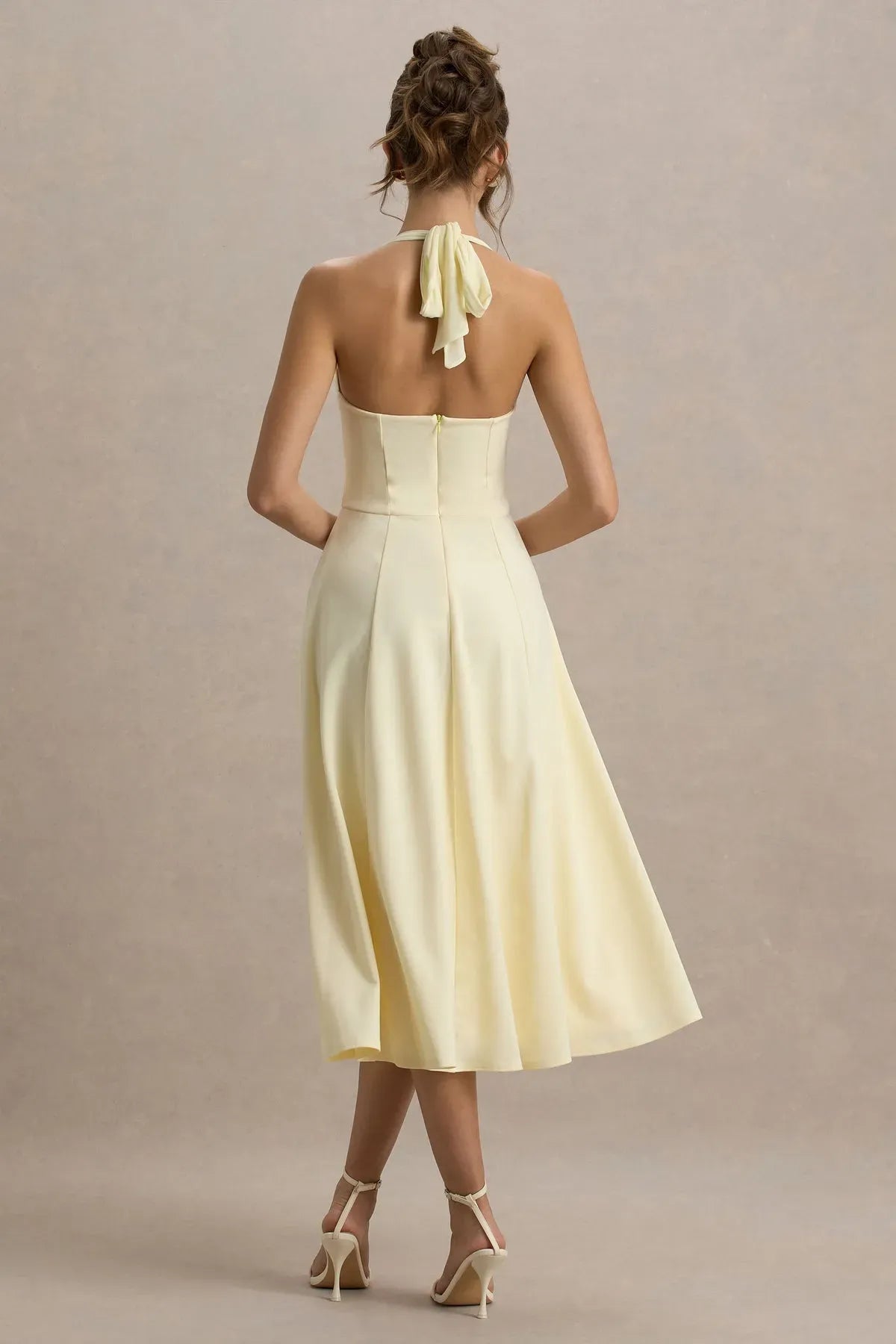 Lemon-Tale-Halter-Neck-Midi-Dress