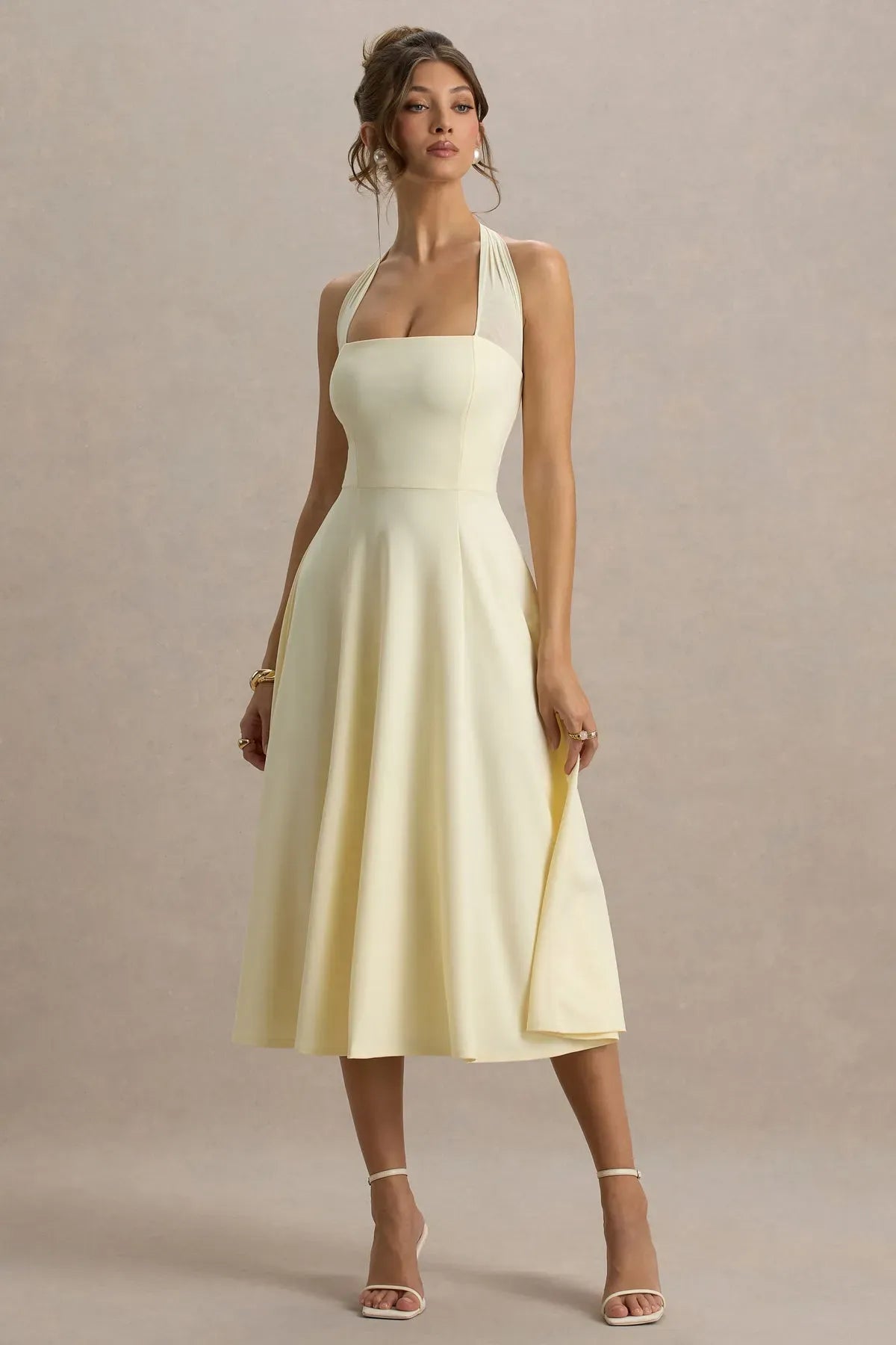Lemon-Tale-Halter-Neck-Midi-Dress