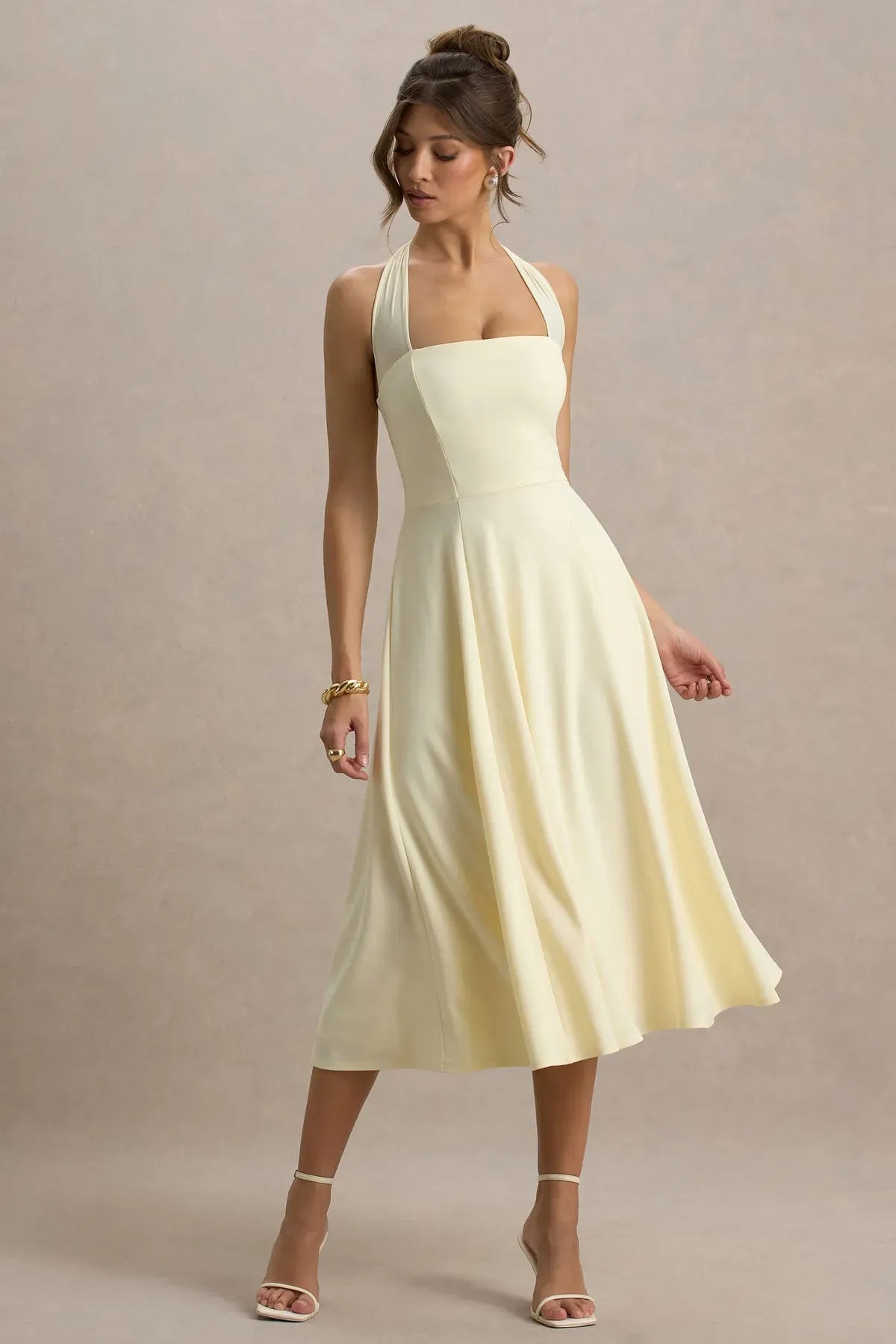 Lemon-Tale-Halter-Neck-Midi-Dress