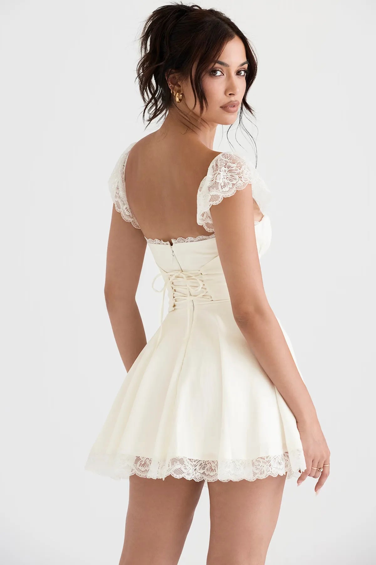 White-Scua-Crepe-A-Line-Mini-Dress--For-Women