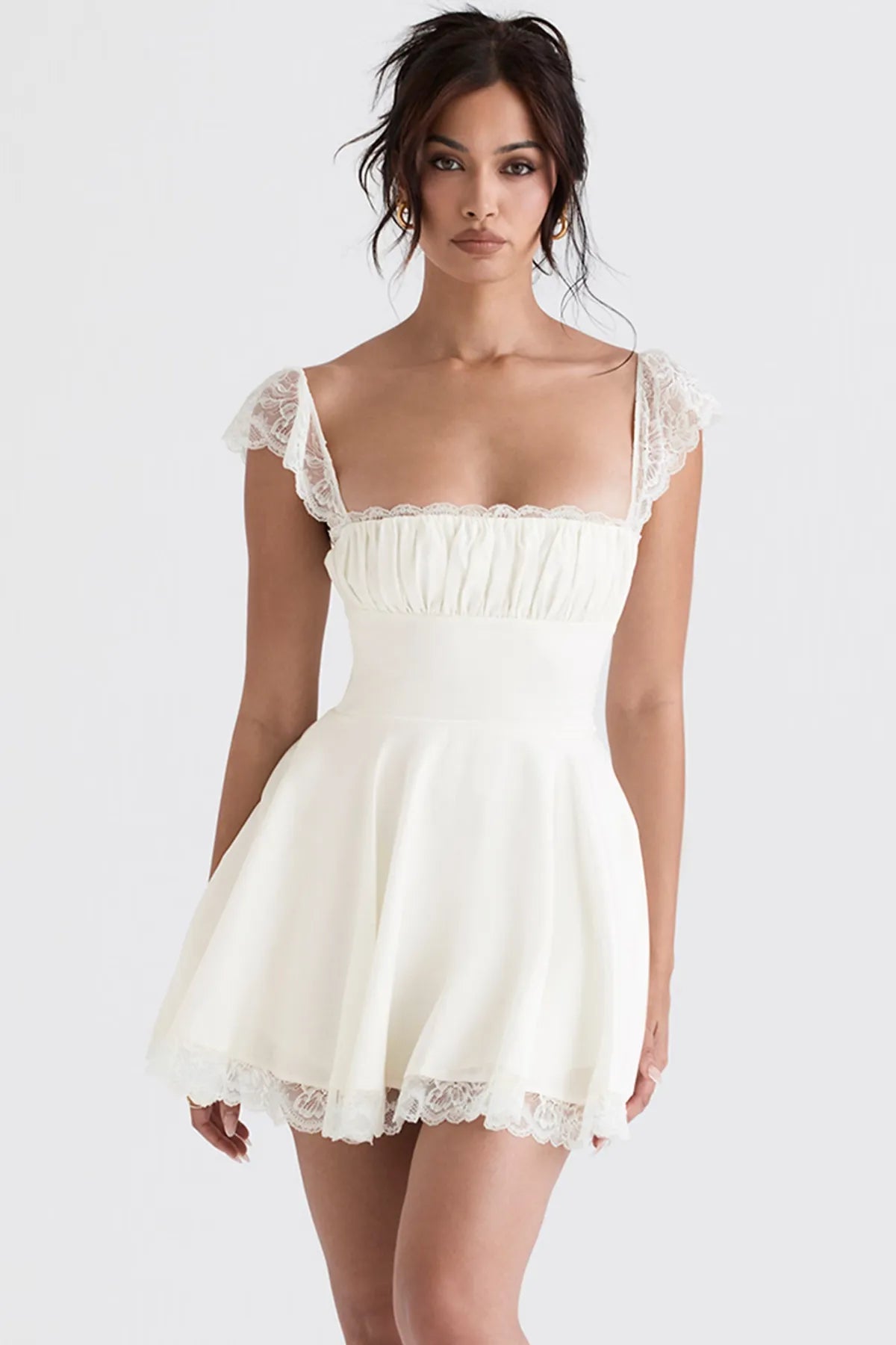 White-Scua-Crepe-A-Line-Mini-Dress--For-Women