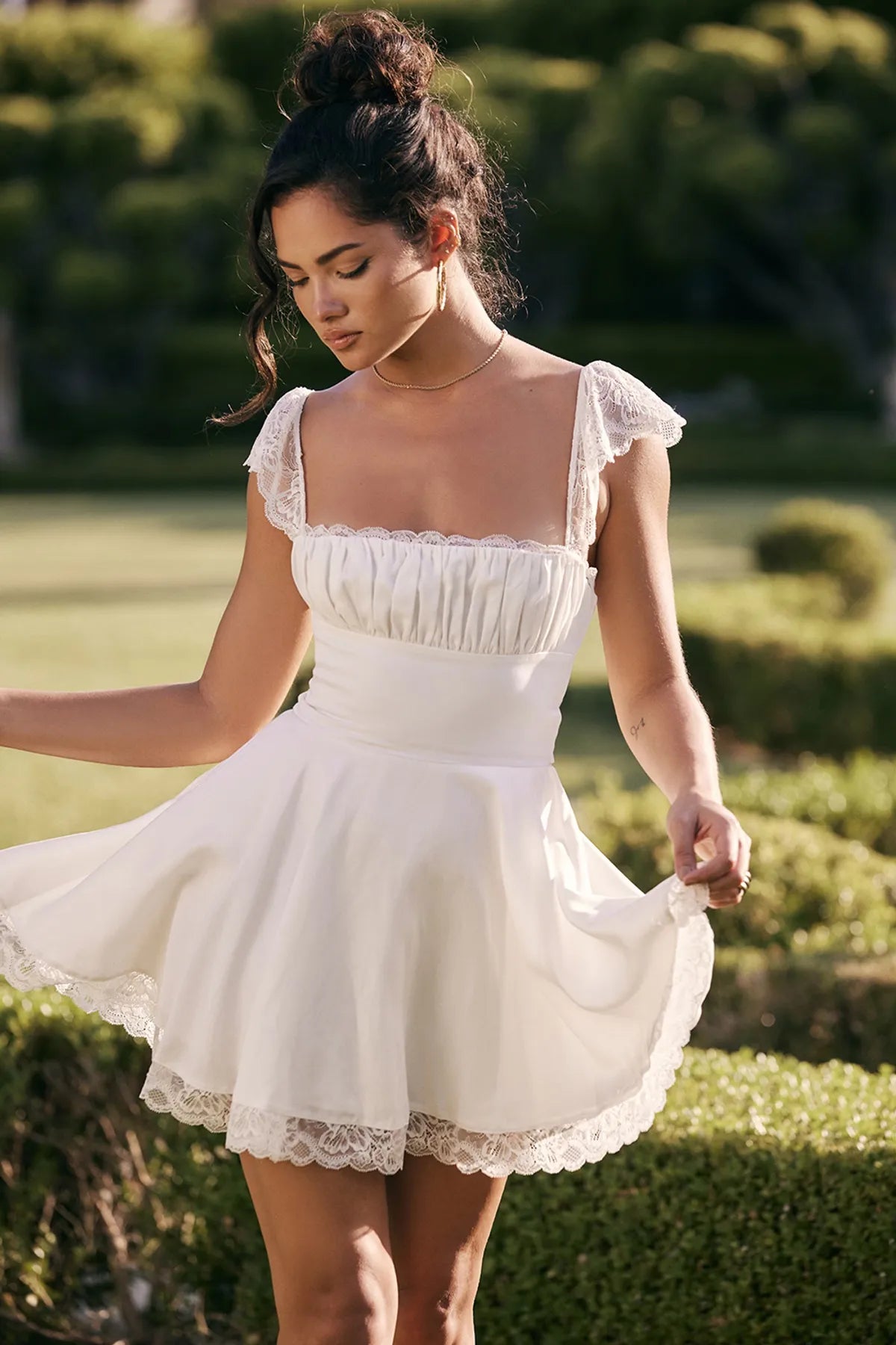 White-Scua-Crepe-A-Line-Mini-Dress--For-Women