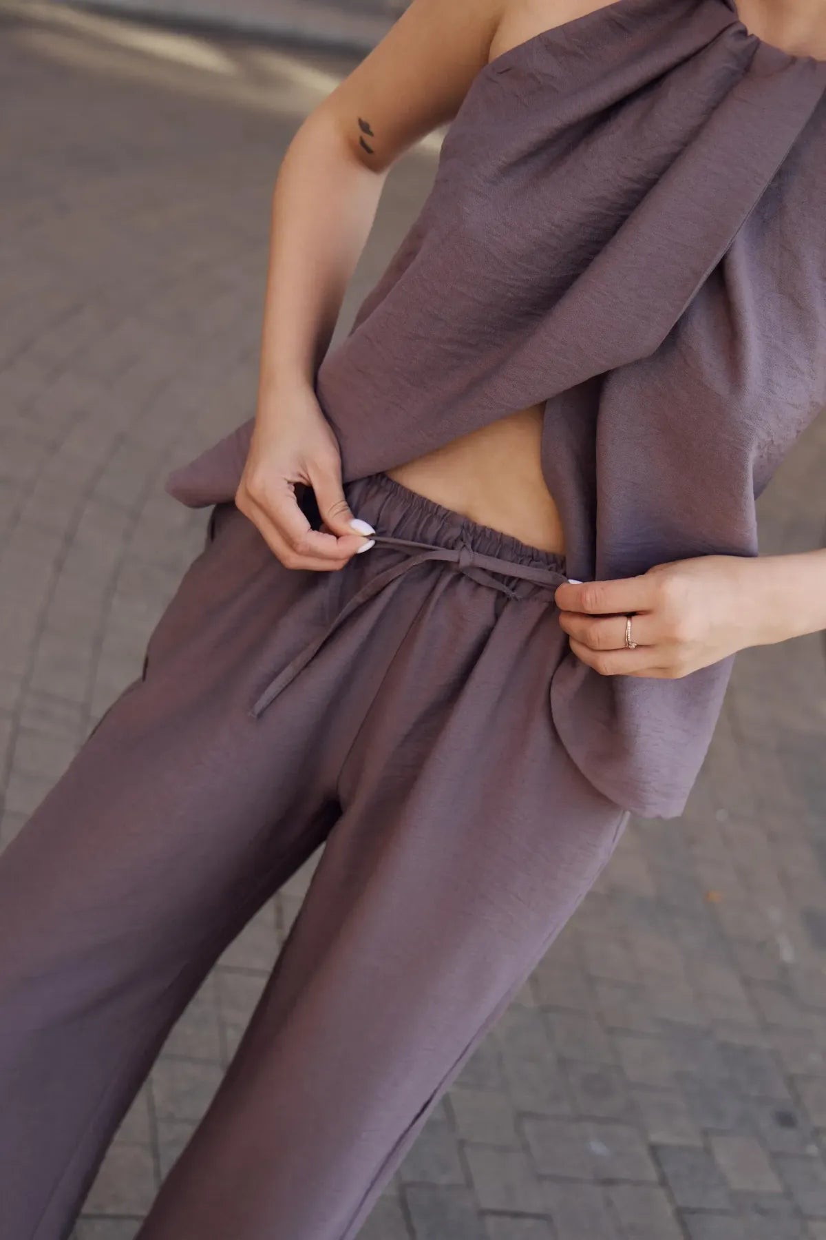 Brown Halter Top And Palazzo Pants For Women & Girls