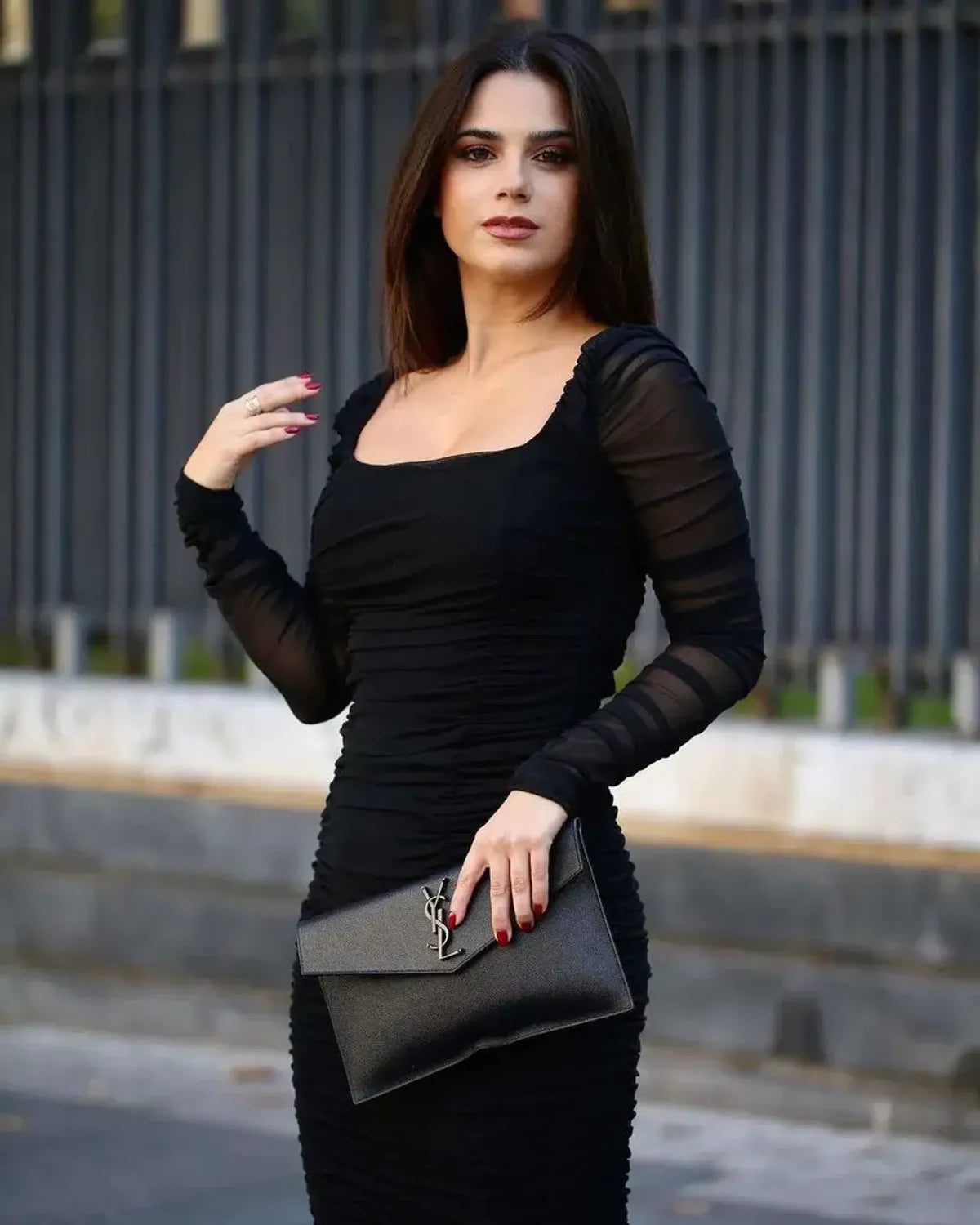 Ruched Mesh Bodycon Dress