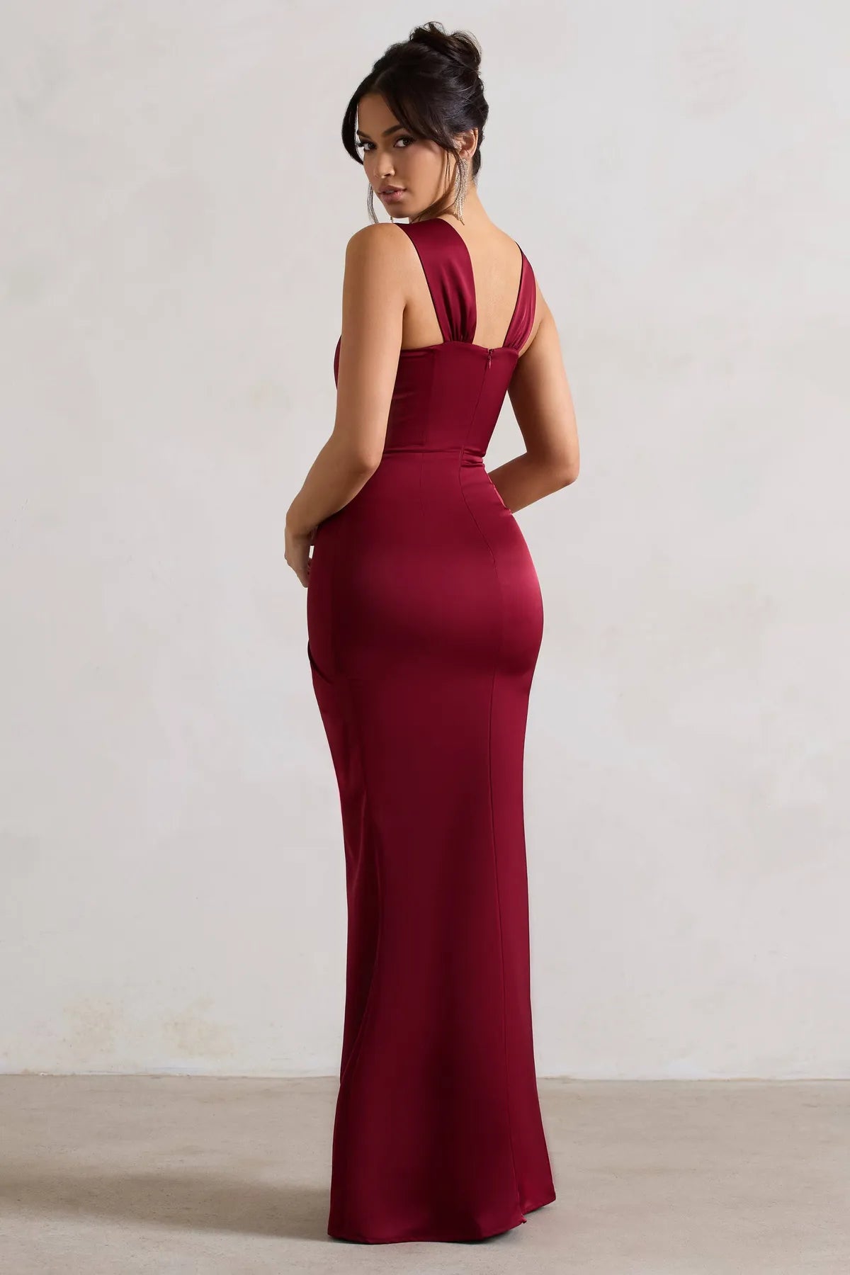 A Romantic Satin Corset Wrap Maxi Dress