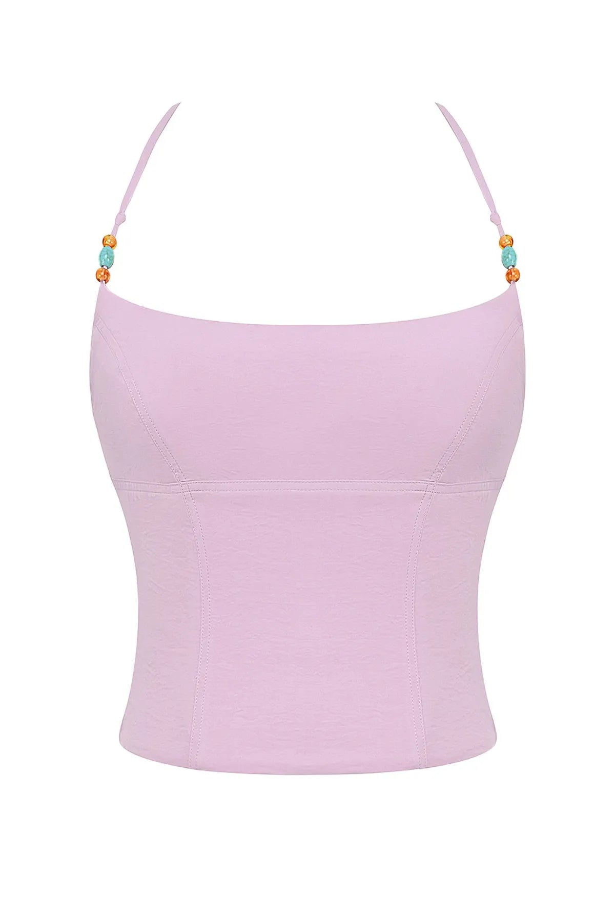 Beaded Crop Camisole Halter Top & Skirt