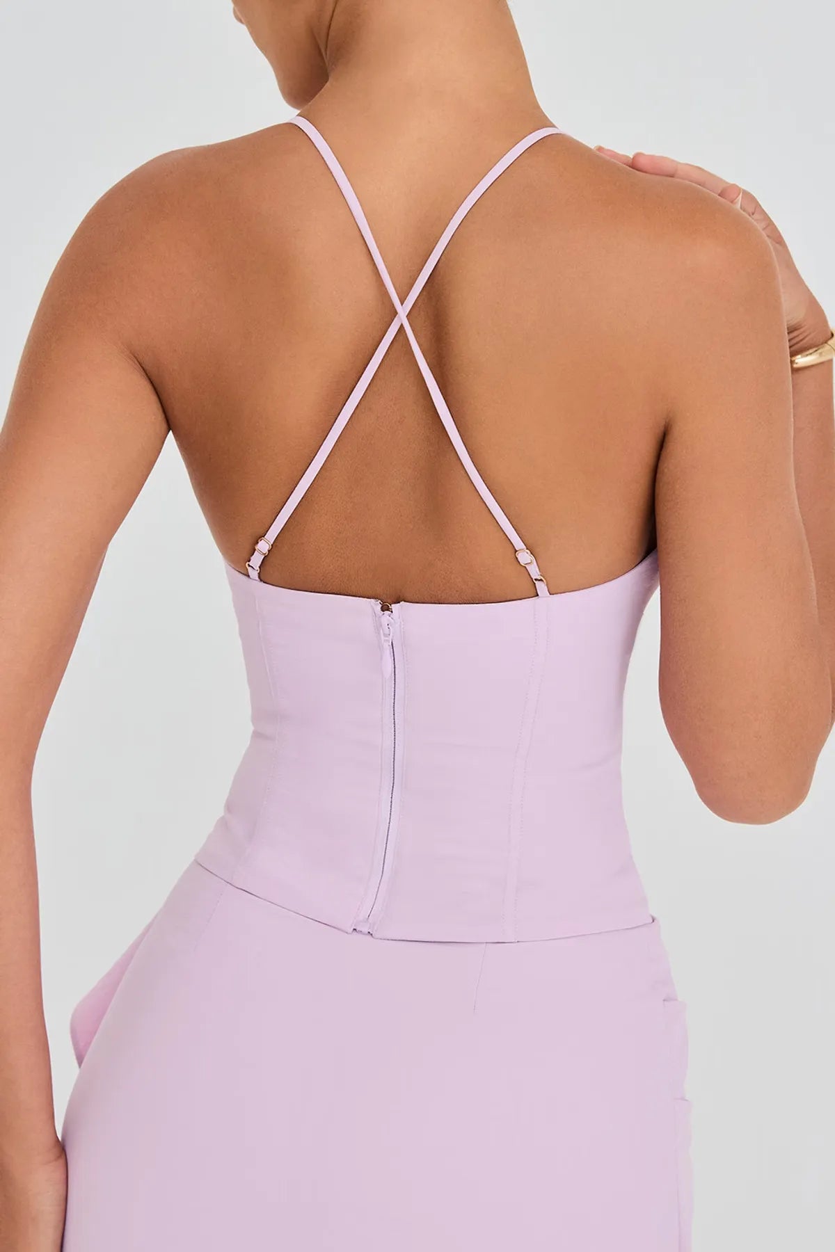 Beaded Crop Camisole Halter Top & Skirt