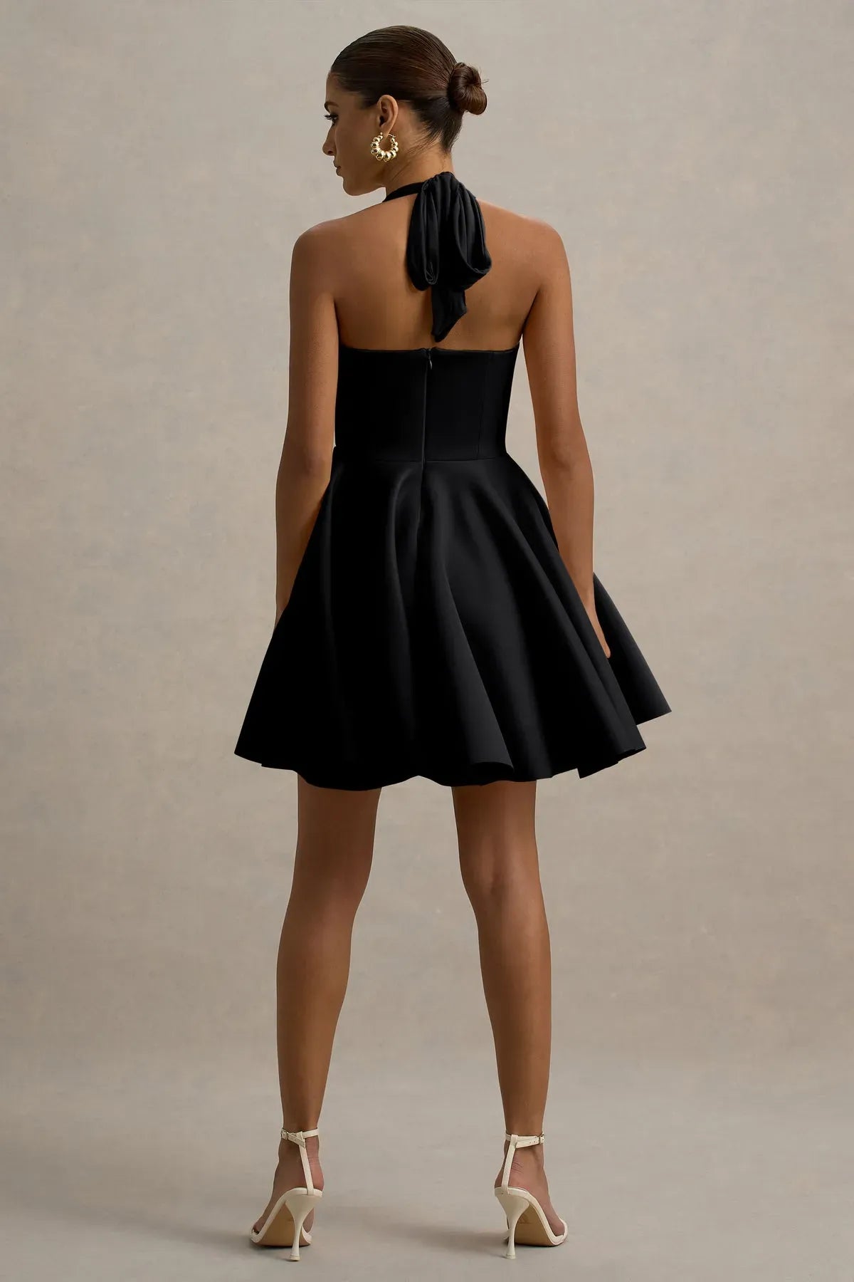 Black-Halter-Neck-Skater-Mini-Dress