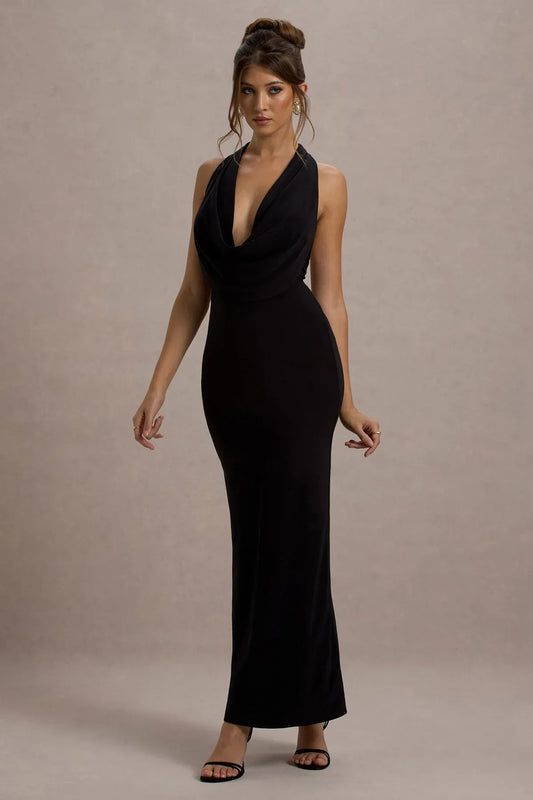 Plunge Neck Maxi Dress