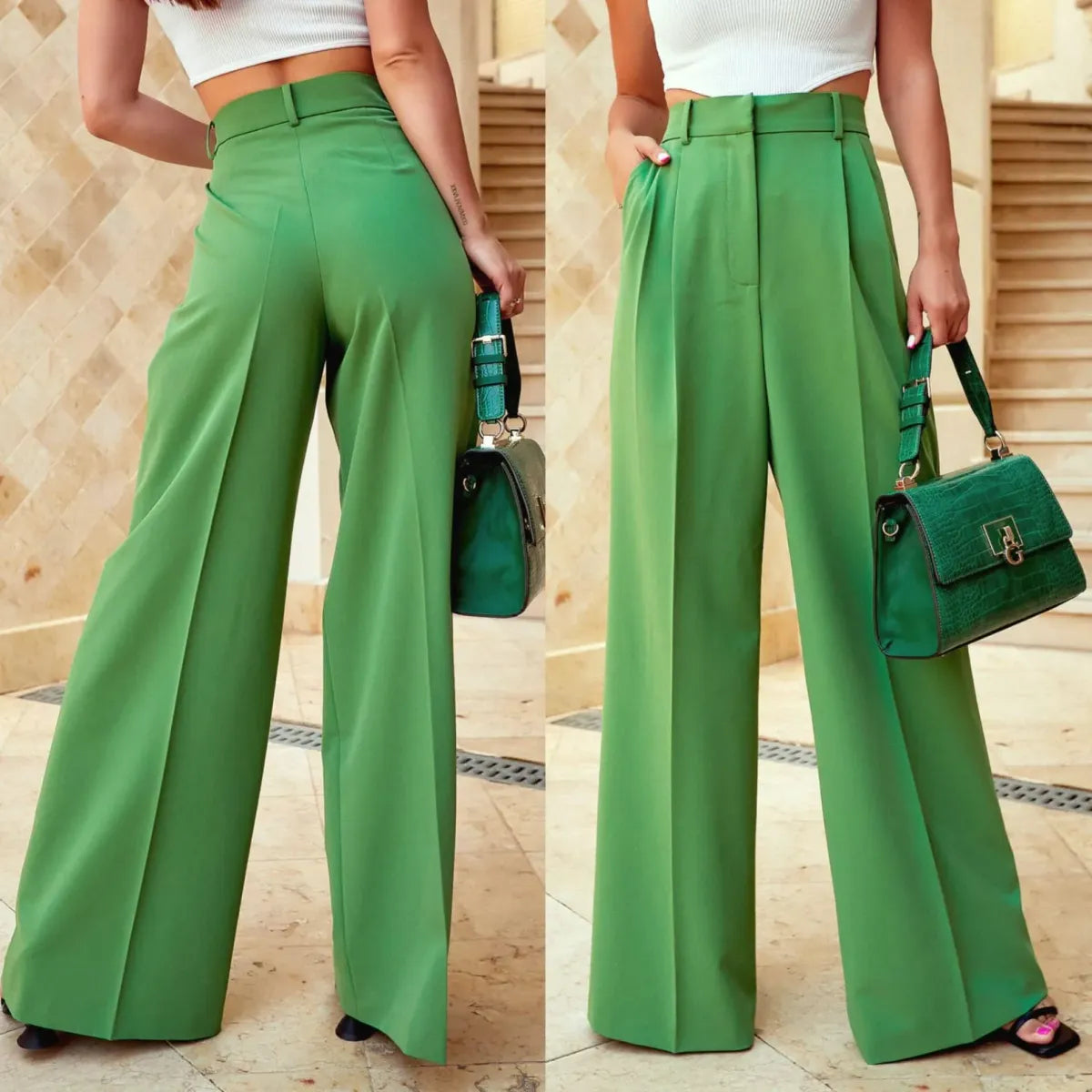 Green-Comfy-And-Classy-Wide-Leg-Pants-With-Side-Pockets