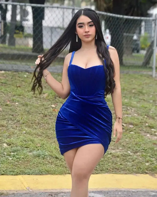 Blue-Double-Crazy-Ruched-Velvet-Bodycon-Dress