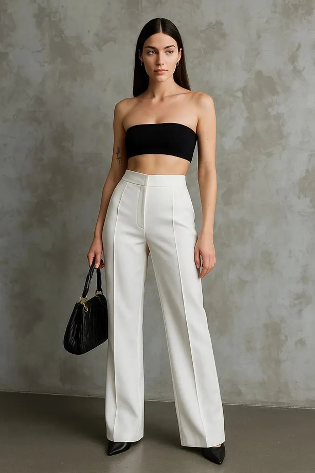 White-Double-Pleated-High-Waist-Palazzo-Trousers