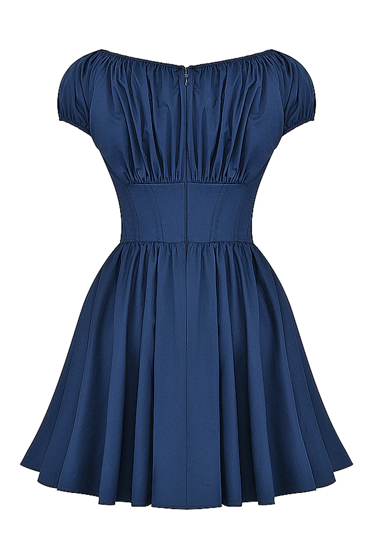 FRENCH NAVY GATHERED MINI DRESS