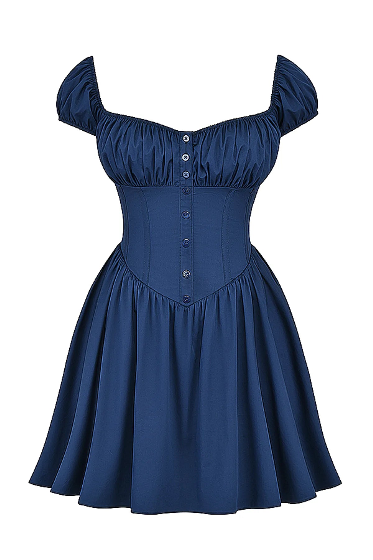 FRENCH NAVY GATHERED MINI DRESS