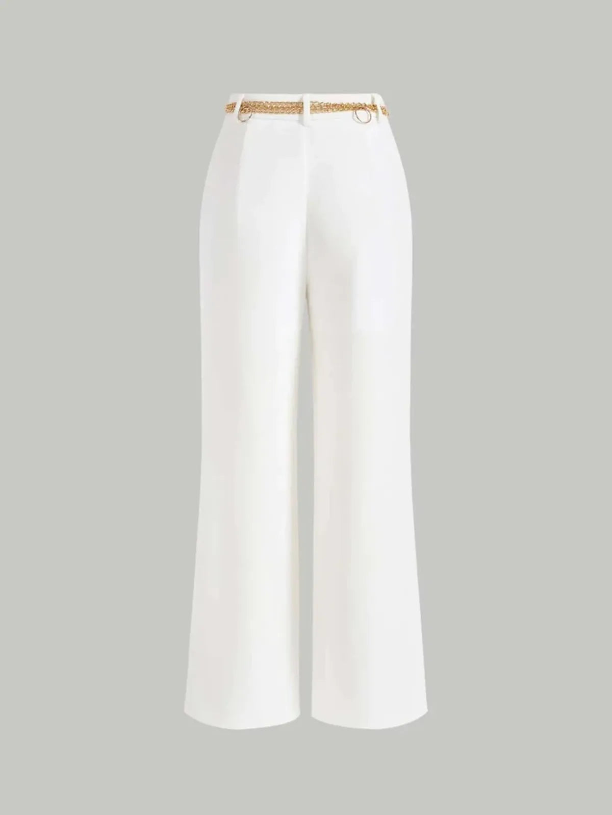 Solid Wide Leg Belted Pants