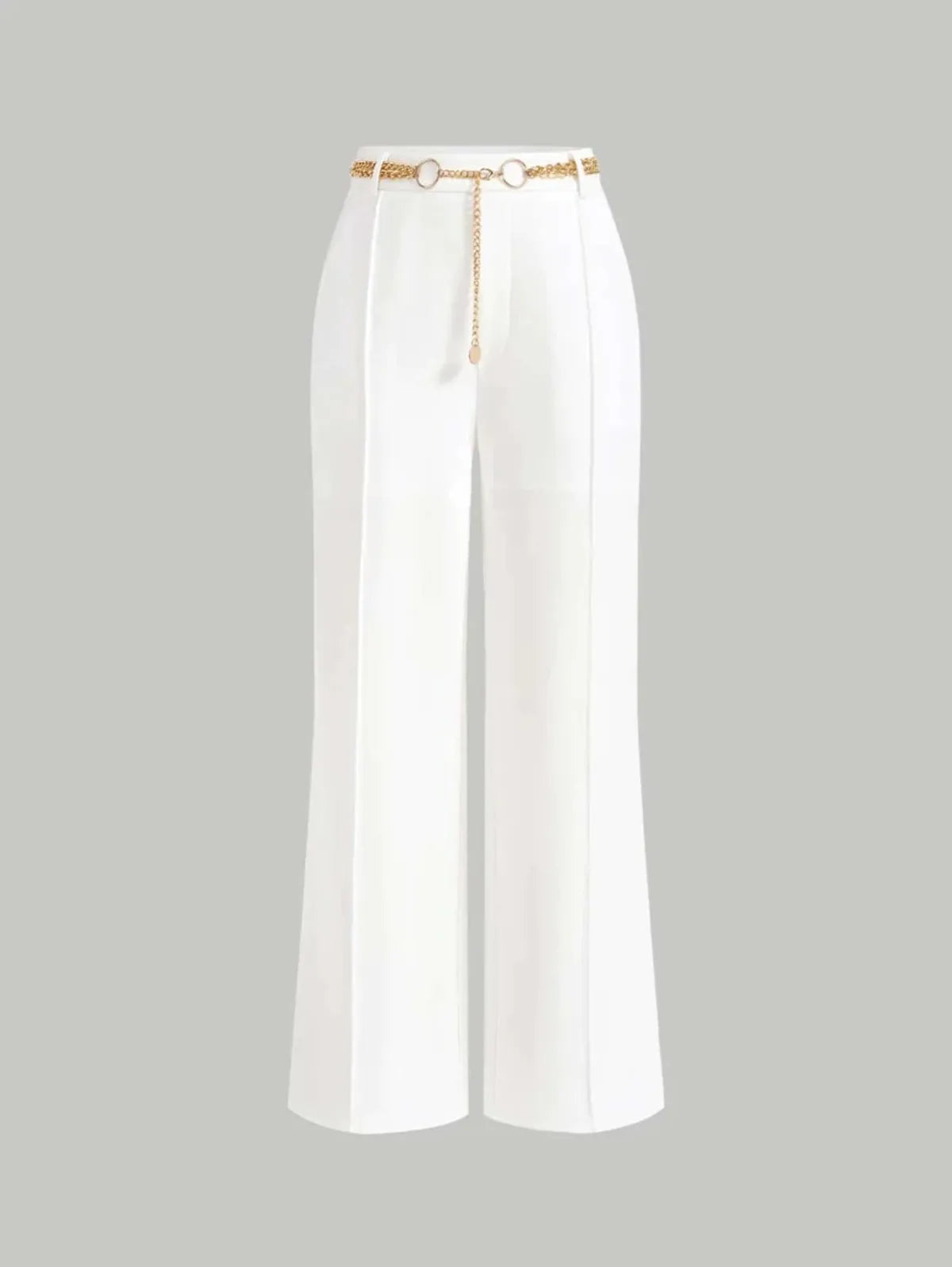 Solid Wide Leg Belted Pants