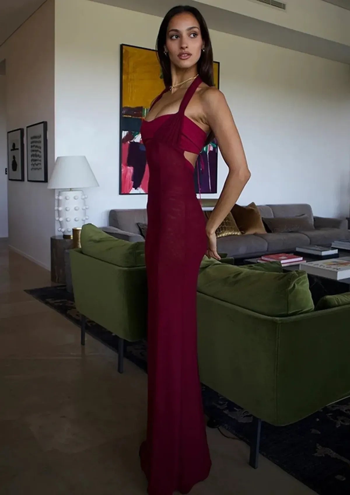 Halter Neck Sleeveless Maxi Dress