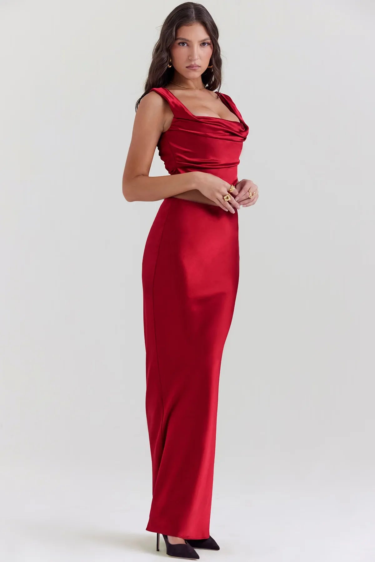Meri Satin Bias Cut Top and  Maxi Skirt