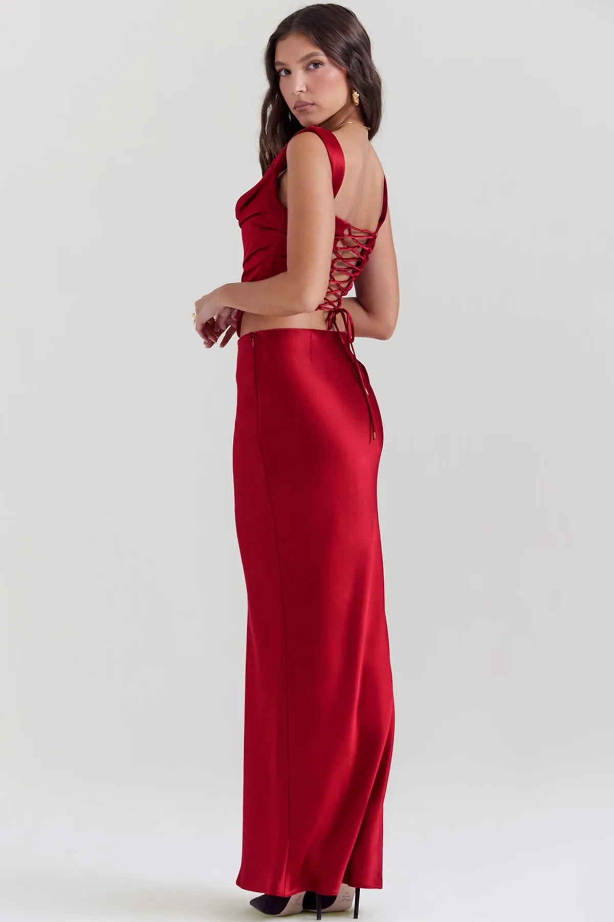 Meri Satin Bias Cut Top and  Maxi Skirt