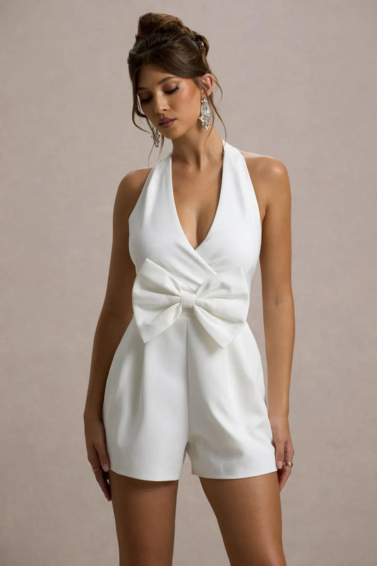White-Near-Plunge-Neck-Jumpsuit-With-Bow