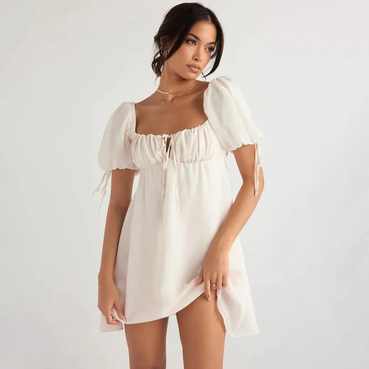 Princess Ivory Georgette Mini Dress