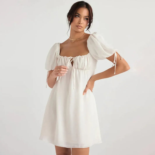 Princess Ivory Georgette Mini Dress