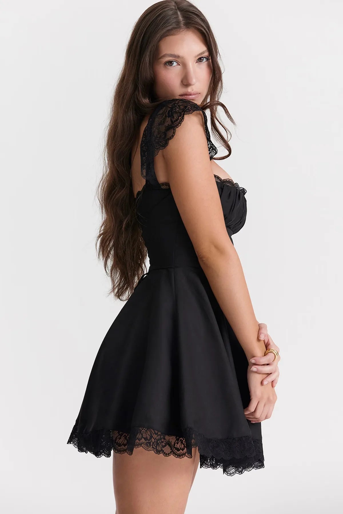 Tints Black a-line Mini Dress