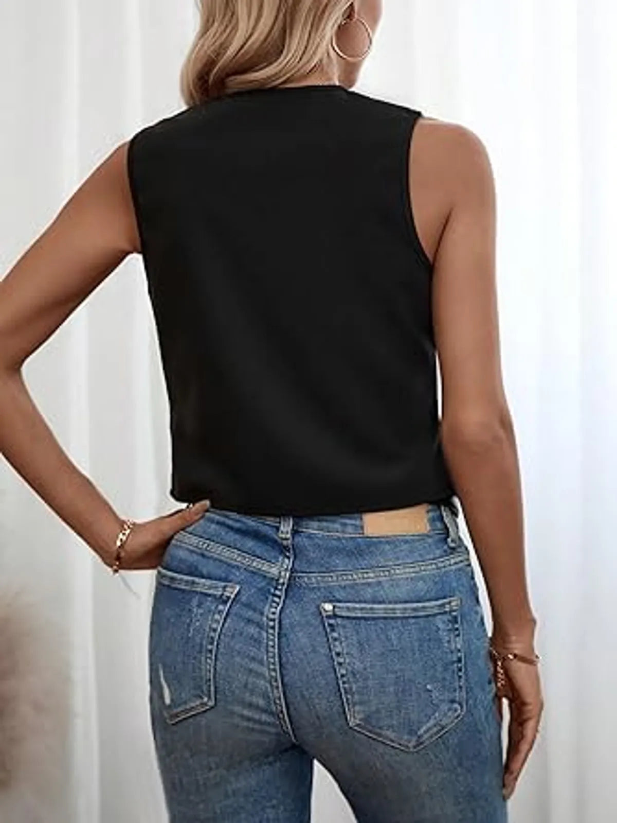 Two Tone Button Front Vest Blazer
