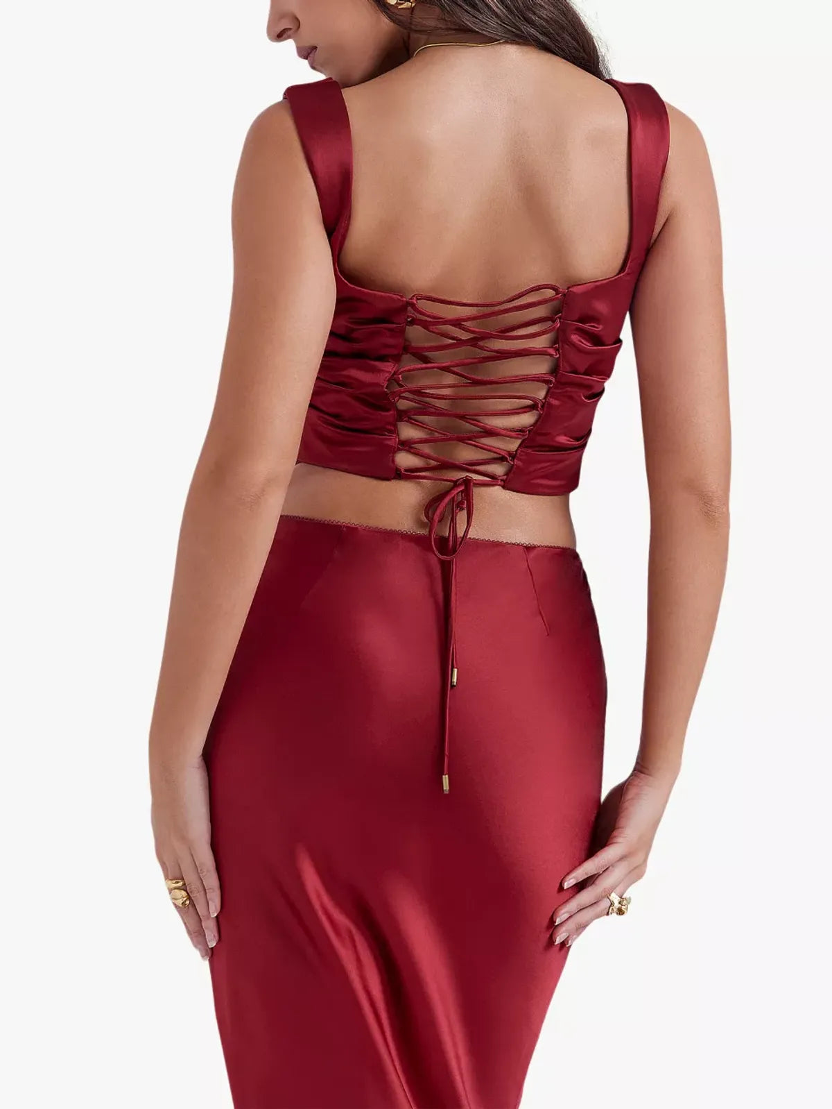 Una Corseted Stretch-Woven Top