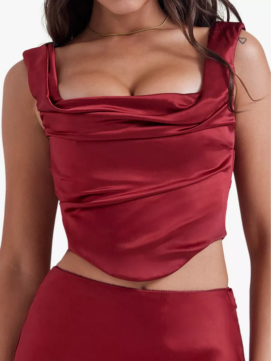 Una Corseted Stretch-Woven Top