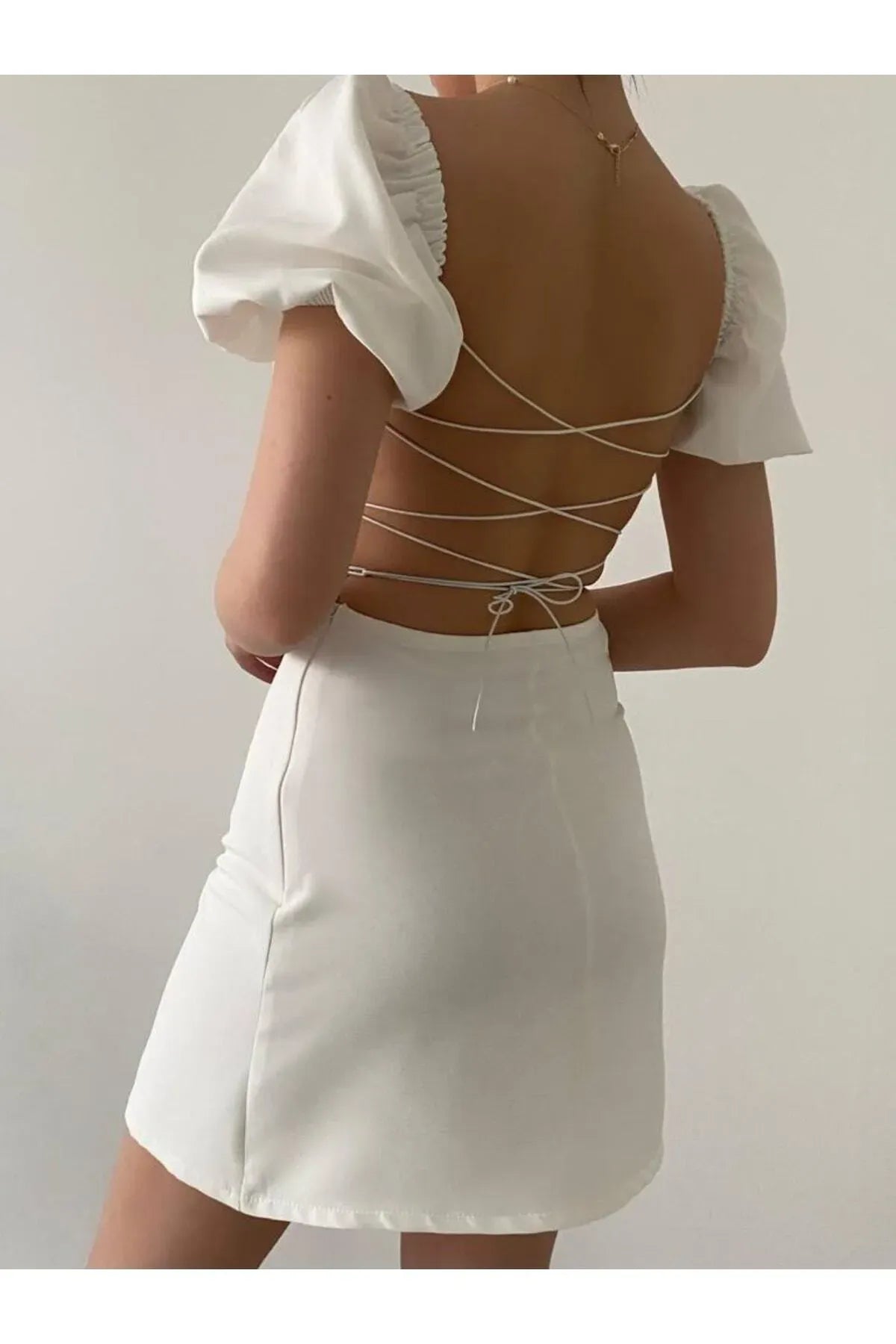 White Backless X Pastel Dress