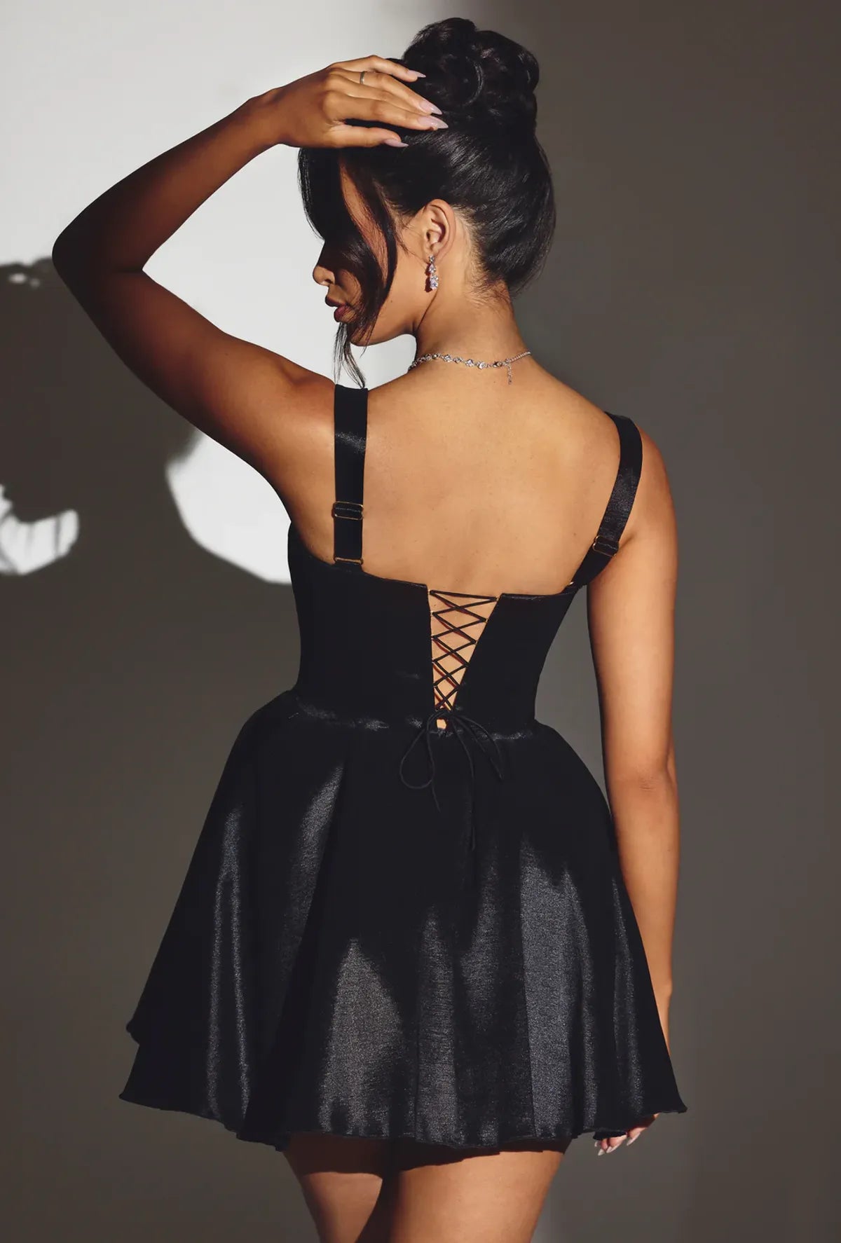 Woven Taffeta Corset Mini Dress