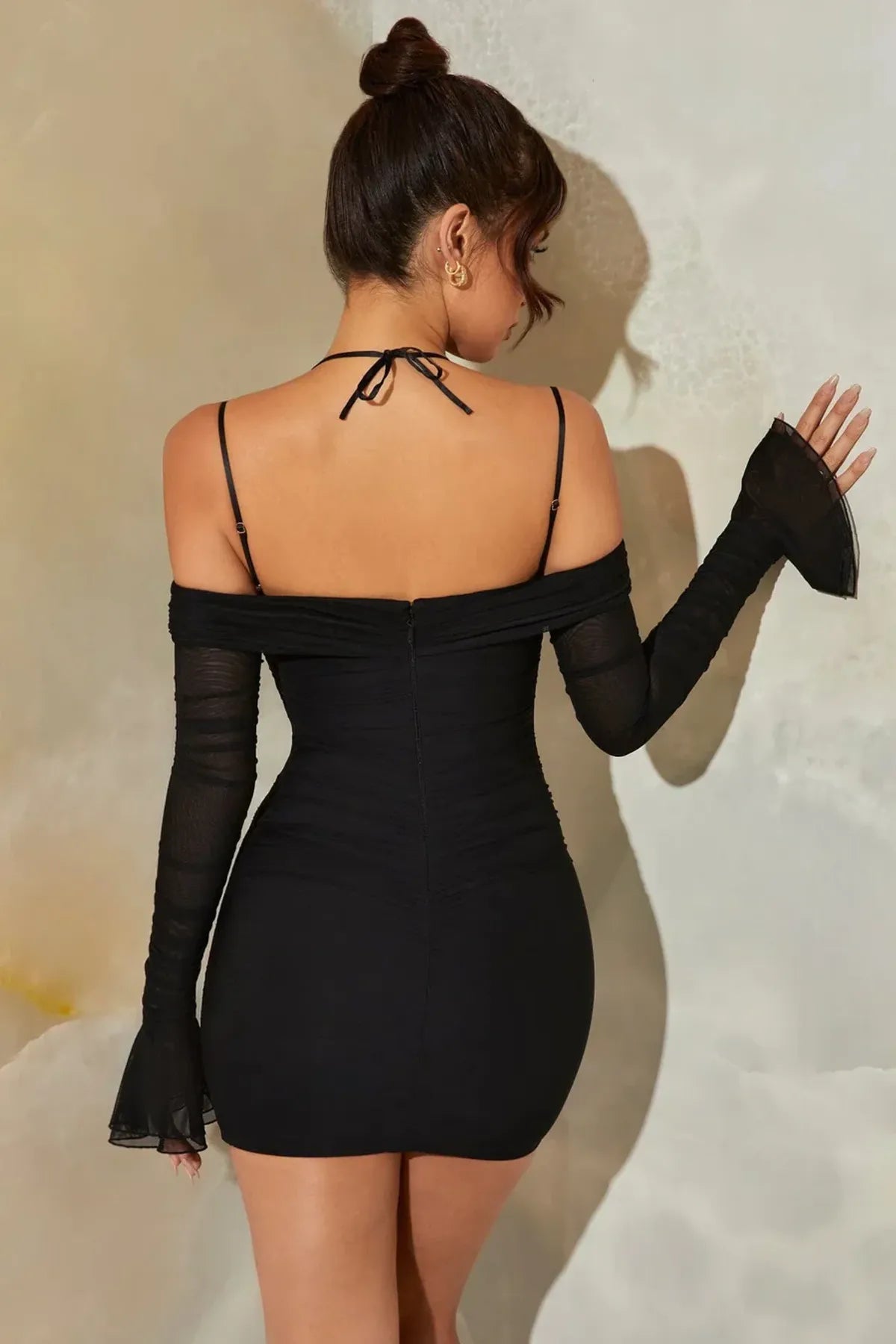 Tint Long Sleeve Ruched Mini Dress
