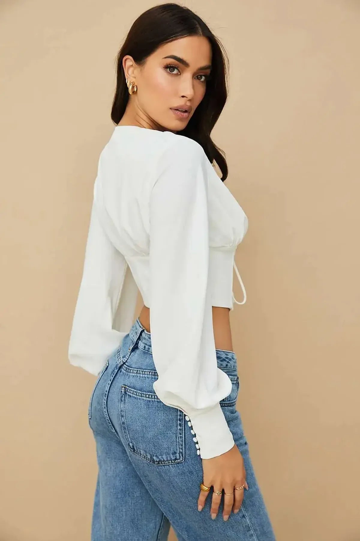 Sirabelle White Lace Up Corset